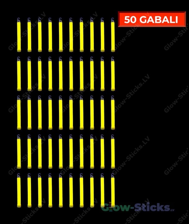 Жёлтые светящиеся палочки 15 см, упаковка 50 шт.