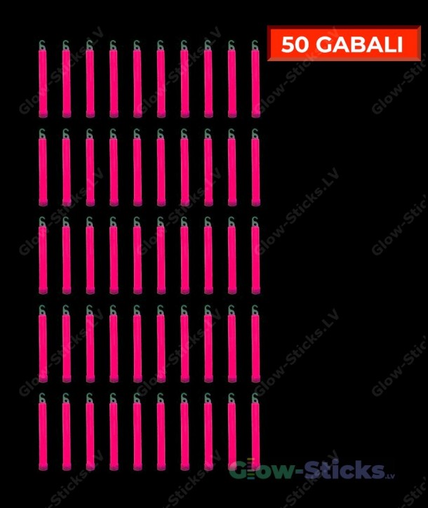 Розовые светящиеся палочки 15 см, упаковка 50 шт.